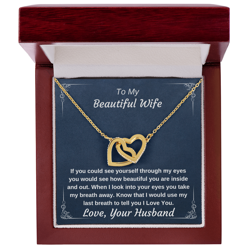 To My Beautiful Wife Surgical Steel & Rose Gold Or 18k Yellow Gold Finish Necklace Gift