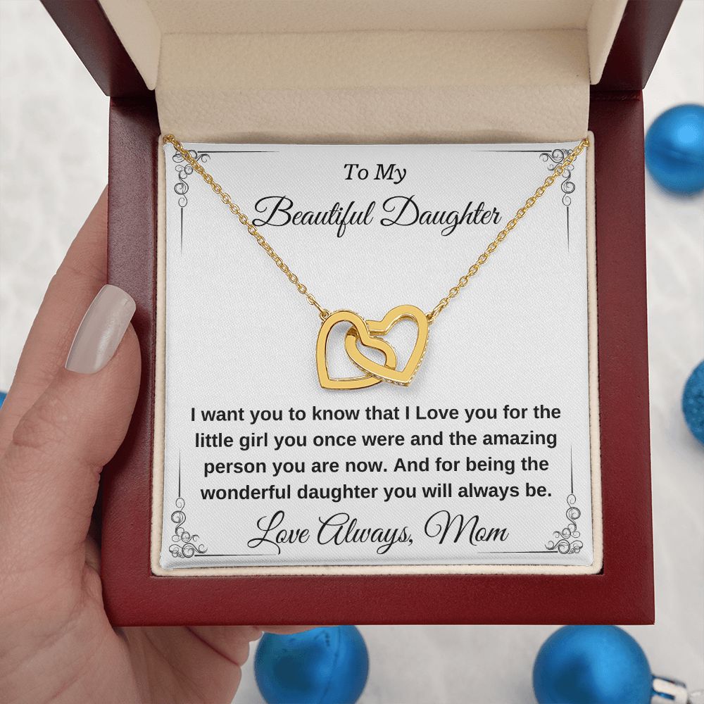 To My Beautiful And Wonderful Daughter Personalized Pendant Necklace Gift