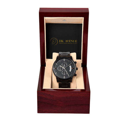 Unique Luxury Stainless Steel Black Chronograph Watch