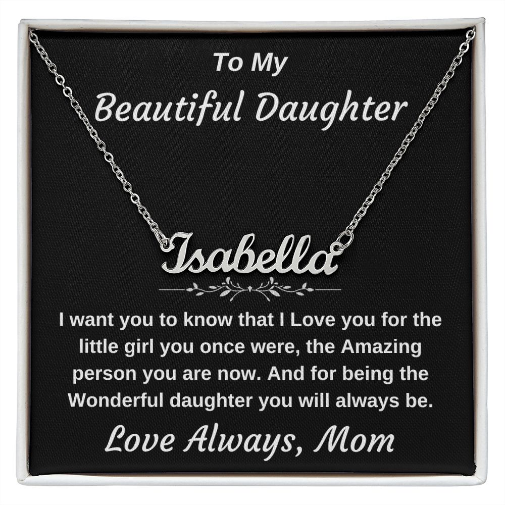 To My Beautiful And Wonderful Daughter Personalized Name Necklace Gift