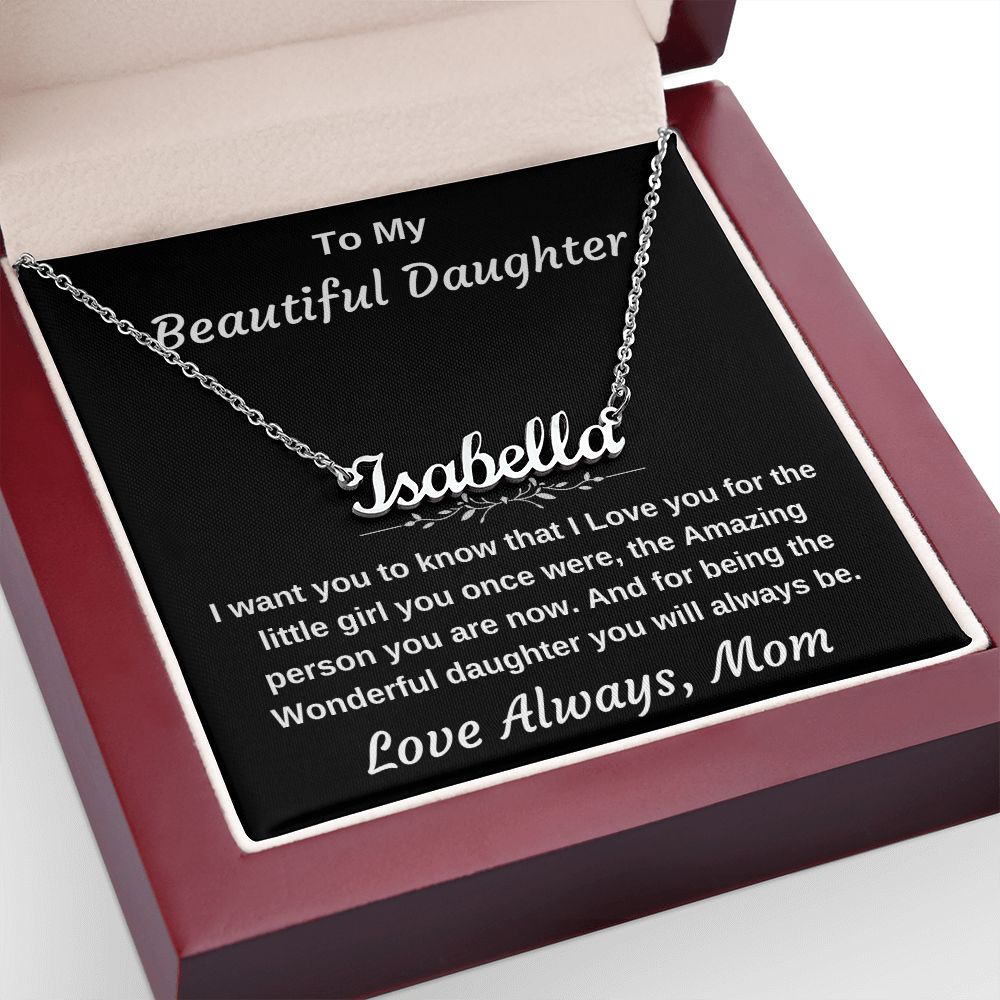 To My Beautiful And Wonderful Daughter Personalized Name Necklace Gift