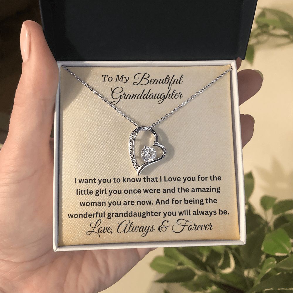 To My Beautiful Granddaughter Forever Love Personalized Pendant Necklace
