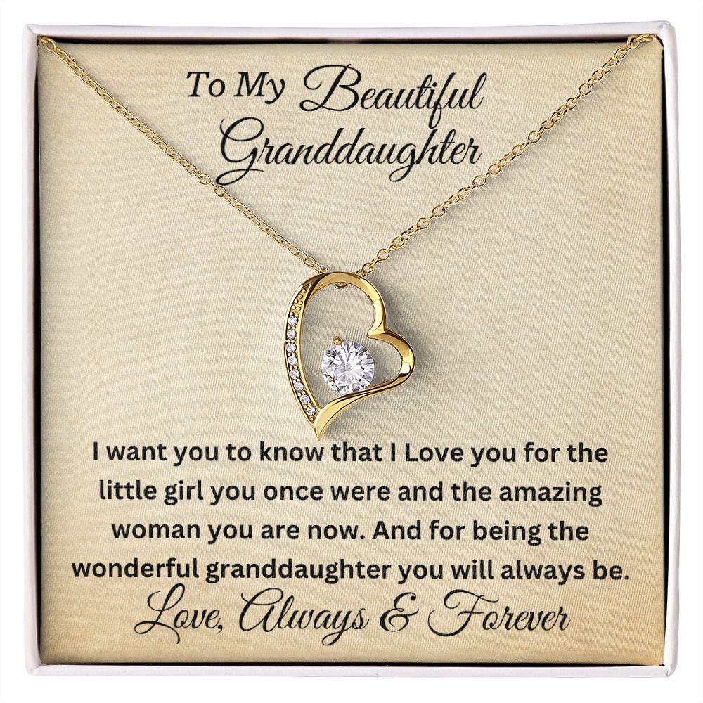 To My Beautiful Granddaughter Forever Love Personalized Pendant Necklace