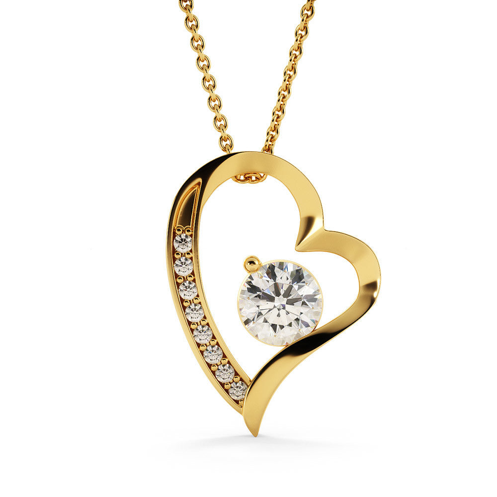Stunning 14k White Gold Finish Or 18k Yellow Gold Finish Forever Love Luxury Pendant Necklace