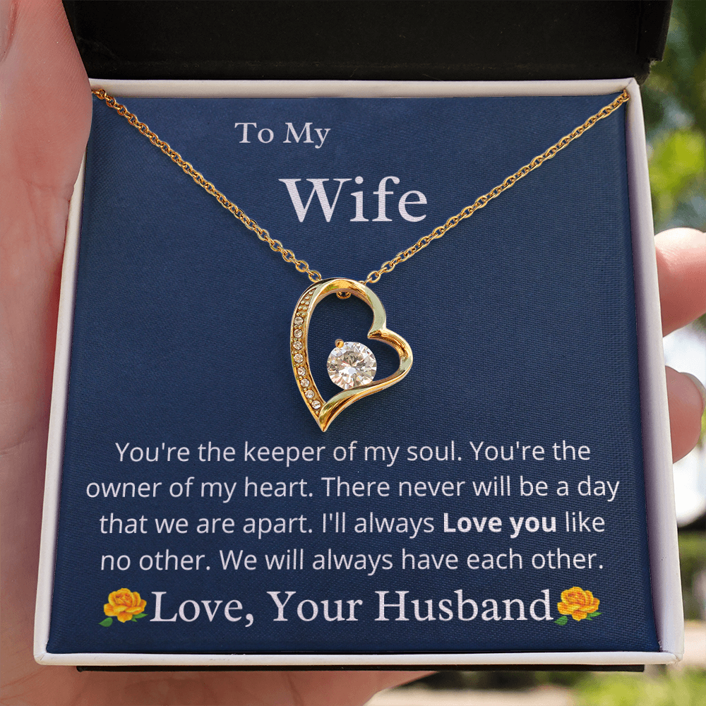 Interlocked Heart Necklace - To My Wife - When I Looked Into Your Eyes -  Wrapsify