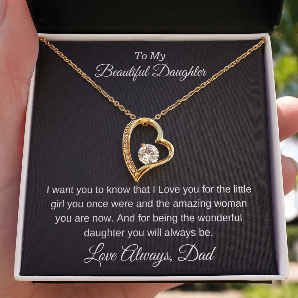 To My Beautiful Daughter Forever Love Personalized Pendant Necklace