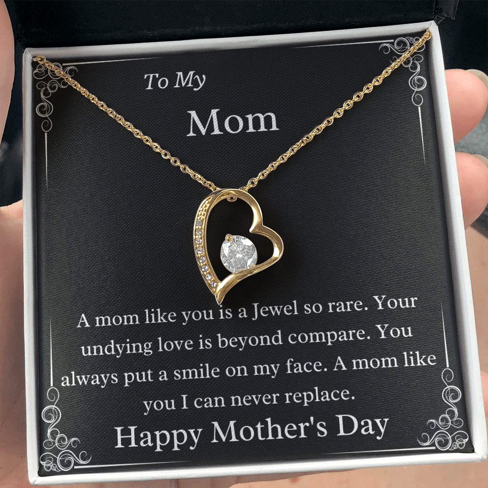 A Mom Like You Is A Jewel So Rare 14k White Gold or 18k Yellow Gold Finish Mother's Day Necklace Gift