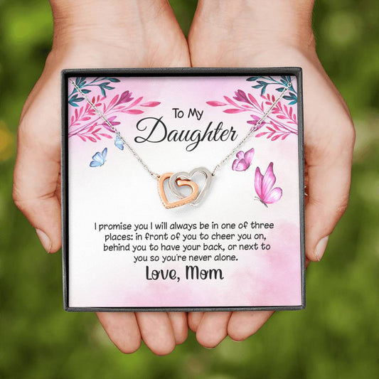 To My Daughter Your Never Alone Interlocking Hearts Necklace