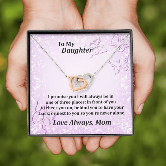 To My Daughter Always With You Interlocking Hearts Necklace Love Mom