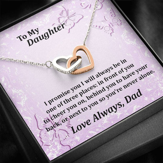 To My Daughter Always With You Interlocking Hearts Necklace