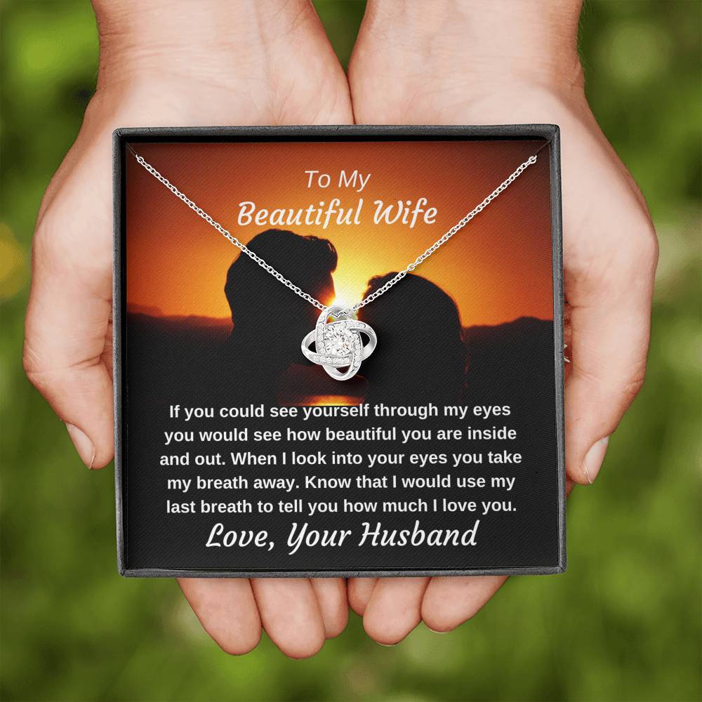 To My Beautiful Wife You Take My Breath Away Luxury Pendant Necklace Gift