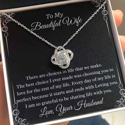 To My Beautiful Wife Eternal Love Personalized Luxury Pendant Necklace Gift