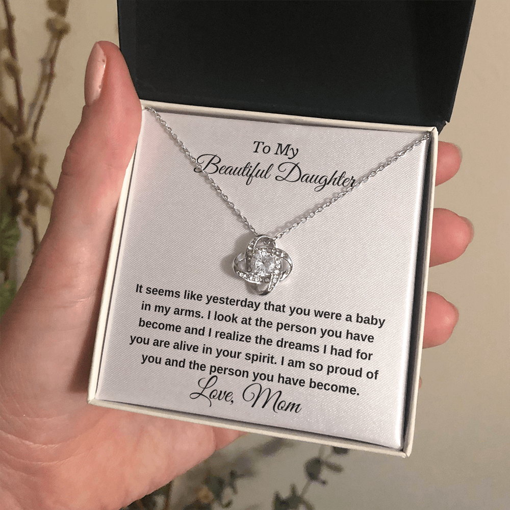 To My Beautiful Daughter Proud Of You Mother To Daughter Personalized Necklace Gift