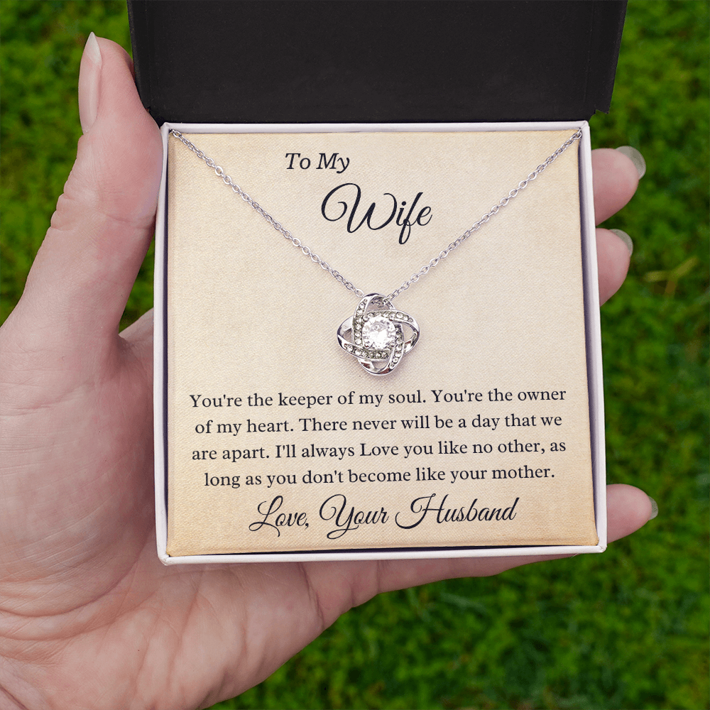 To My Wife Owner Of My Heart Luxury Pendant Necklace With Humorous Card