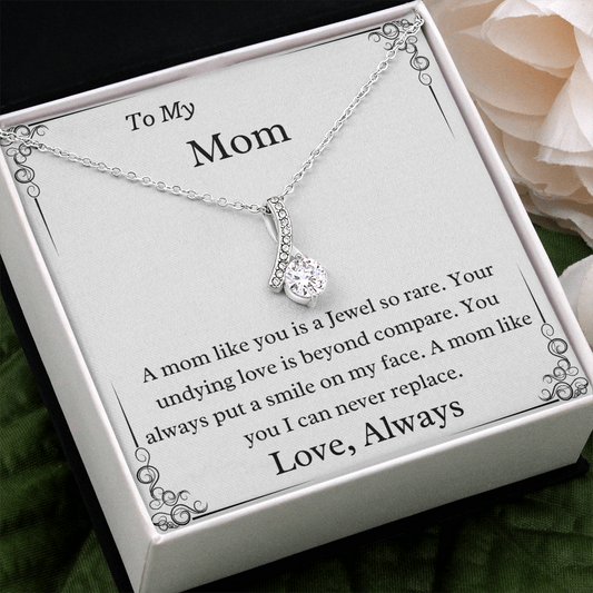 To My Mom A Jewel So Rare 14k White Gold Finish Necklace Gift