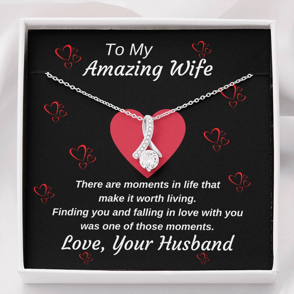 To My Amazing Wife Husband To Wife Personalized Pendant Necklace Gift