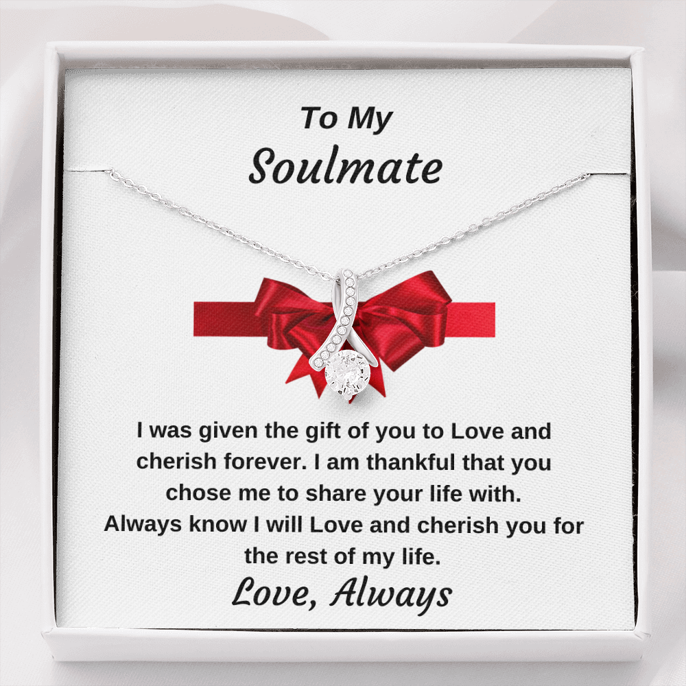 To My Soulmate 14k White Gold Finish Personalized Luxury Pendant Necklace Gift