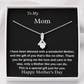 To My Mom A Wonderful Mother 14K White Gold Finish Pendant Necklace Mother's Day Gift