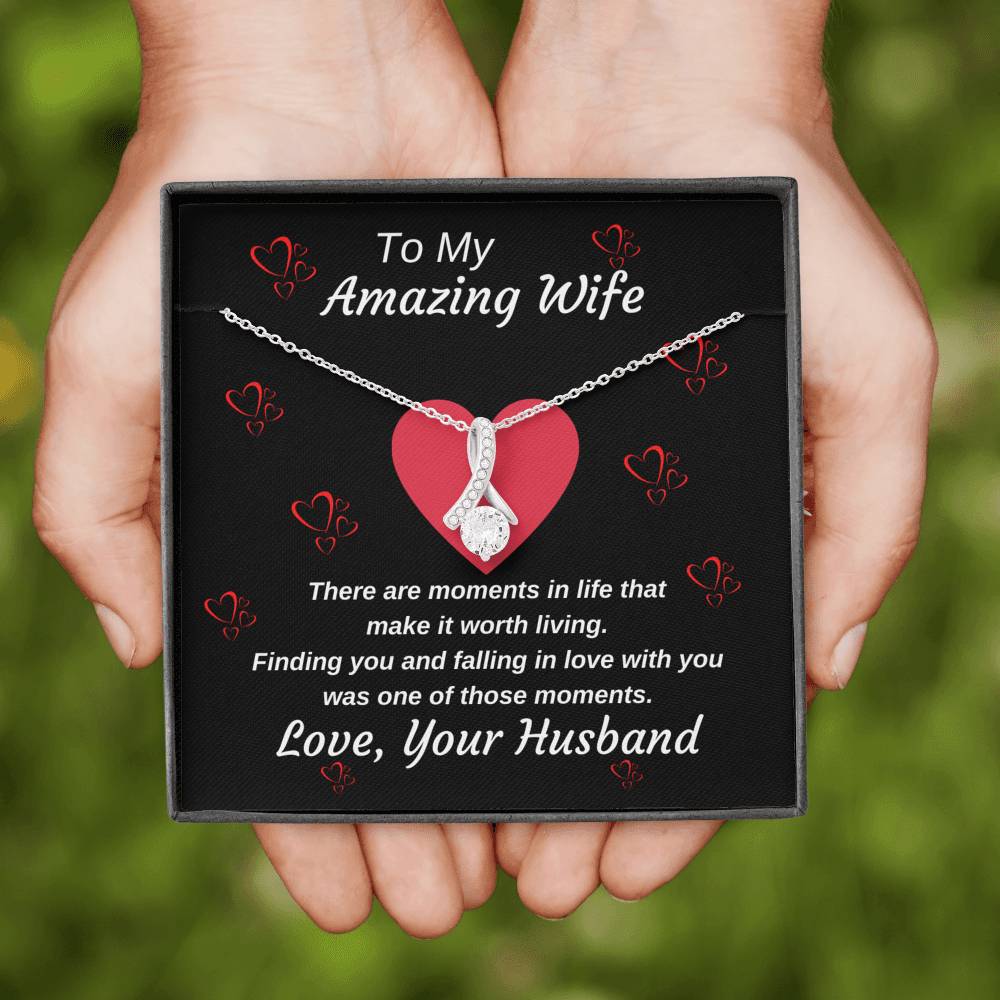 To My Amazing Wife Husband To Wife Personalized Pendant Necklace Gift