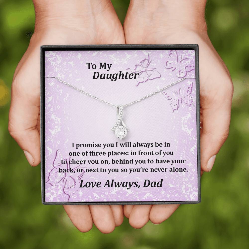 To My Daughter Always With You 14k White Gold Over Stainless Steel Pendant Necklace