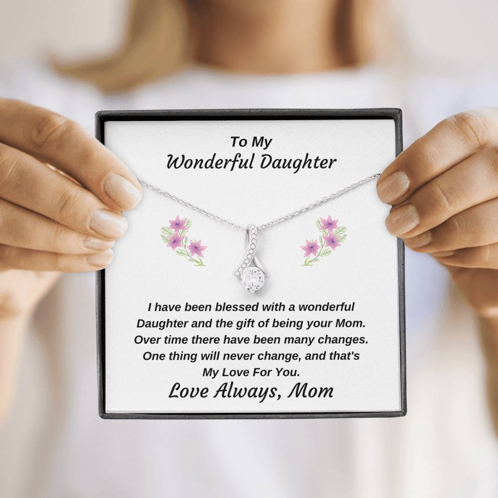 To My Wonderful Daughter Mother To Daughter Luxury 14k White Gold Pendant Necklace