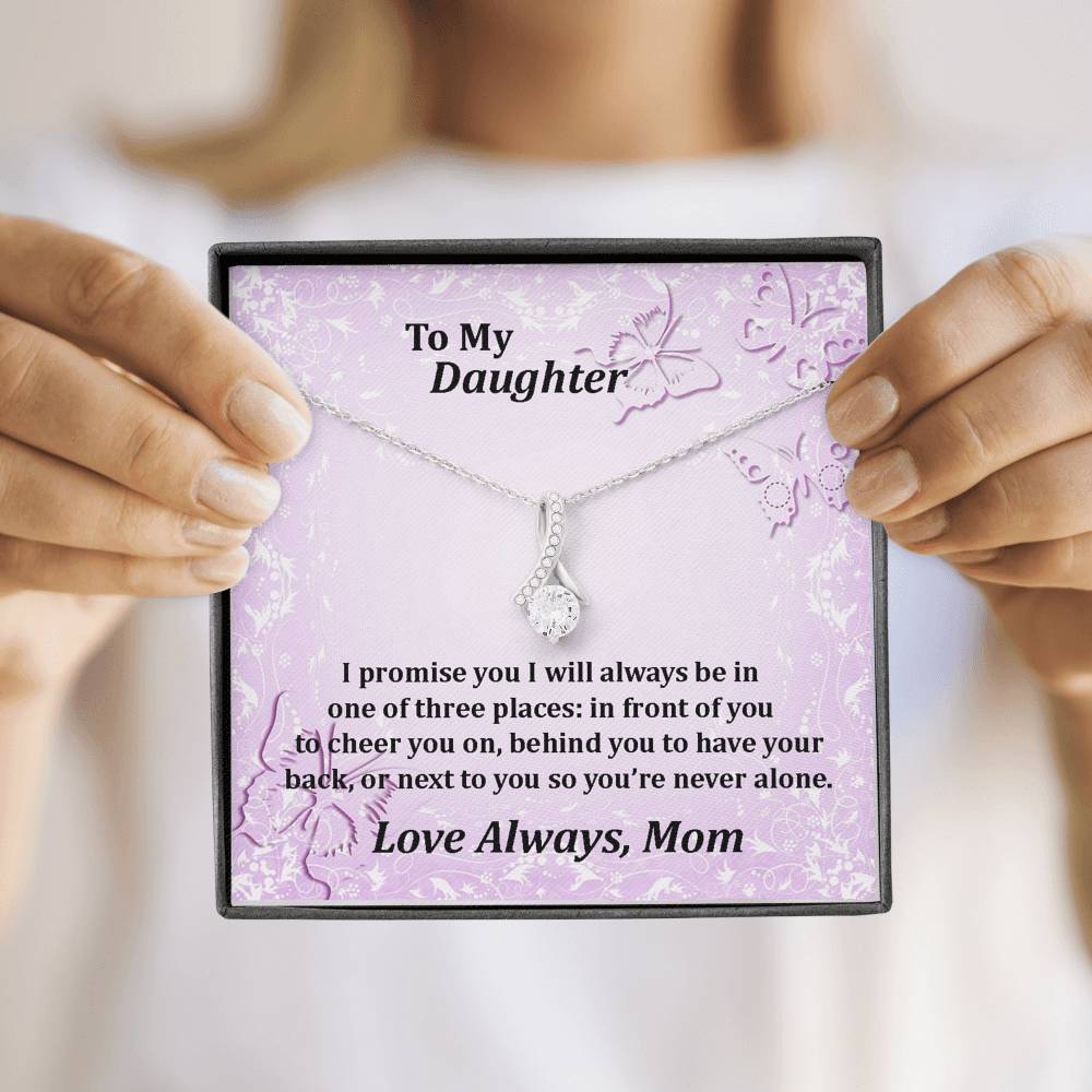 To My Daughter Always With You 14k White Gold Over Stainless Steel Necklace Love Mom