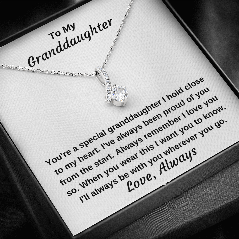 To My Beautiful Granddaughter 14k White Gold Finish Personalized Necklace Gift