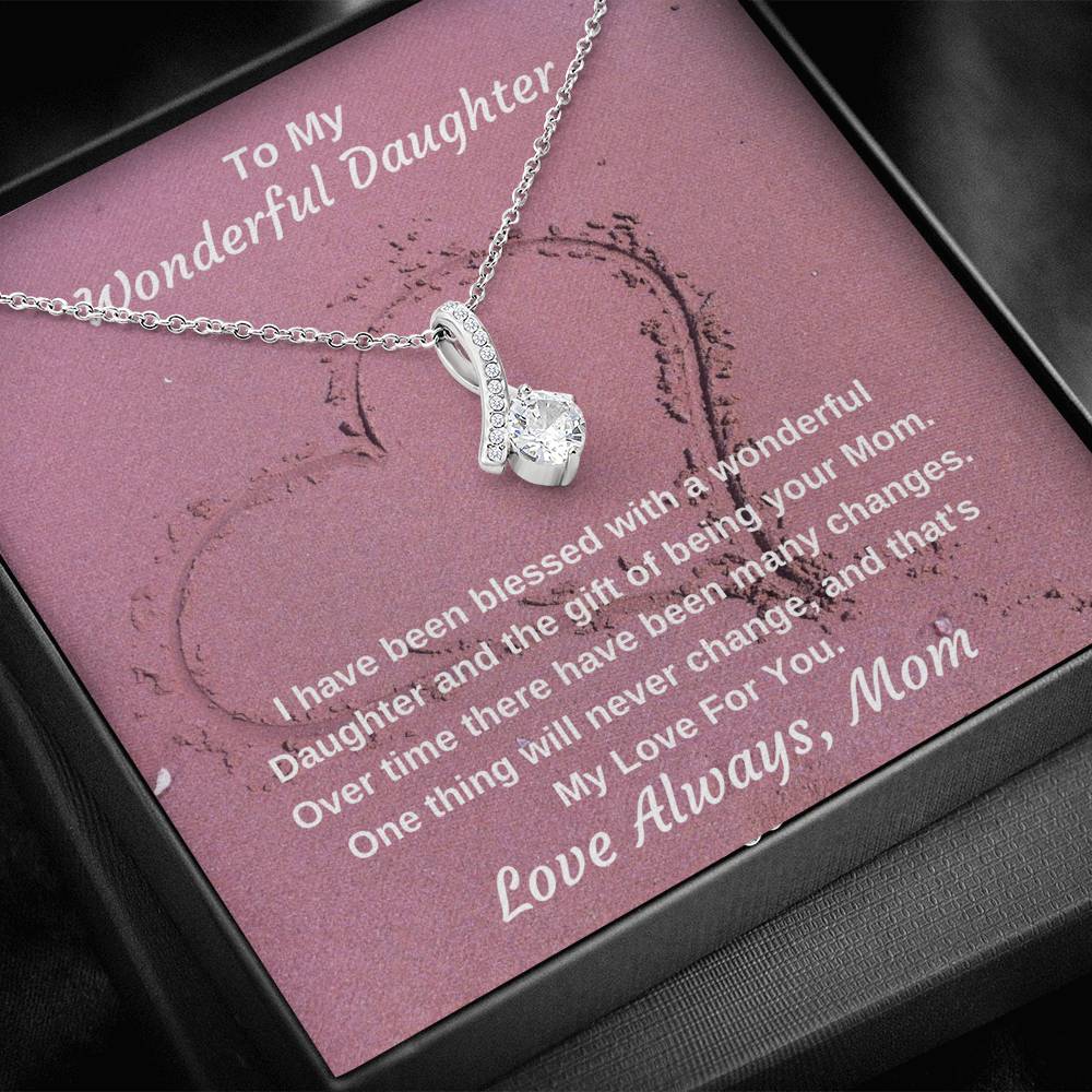To My Wonderful Daughter Mother To Daughter 14k White Gold Pendant Necklace Gift