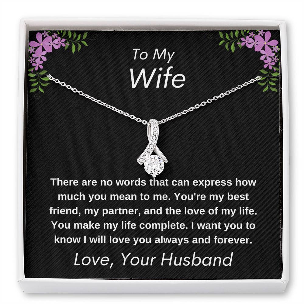 To My Wife 14k White Gold Finish Personalized Luxury Pendant Necklace Gift