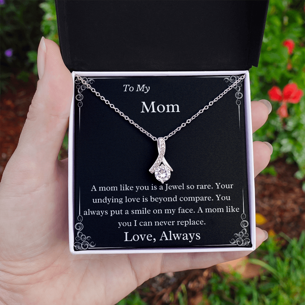 To My Mom A Jewel So Rare 14k White Gold Finish Luxury Necklace Gift