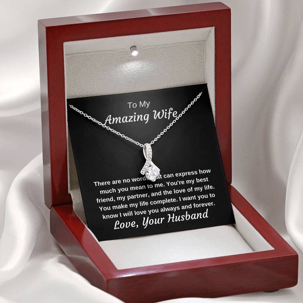 To My Amazing Wife 14k White Gold Finish Personalized Luxury Pendant Necklace Gift