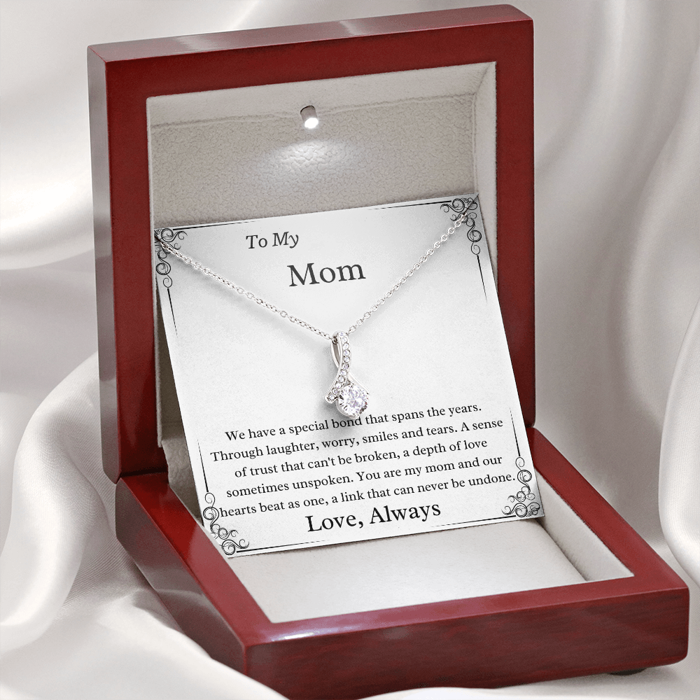 To My Mom Two Hearts Beat As One 14k White Gold Finish Luxury Necklace Gift