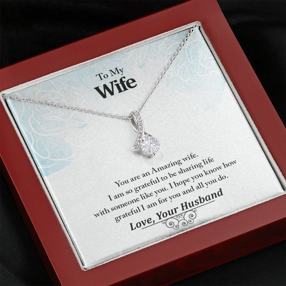 To My Amazing Wife 14k White Gold Finish Luxury Pendant Necklace Gift