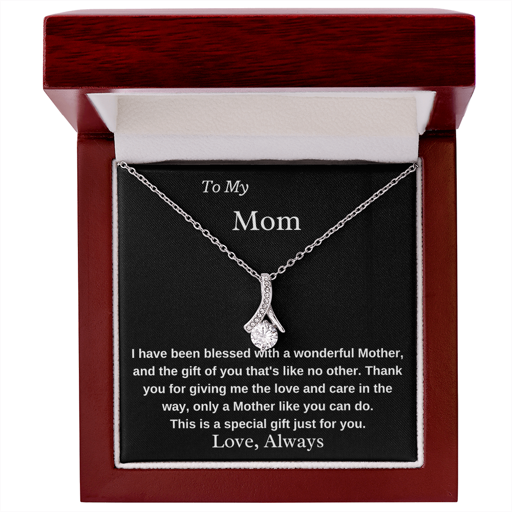To My Mom A Wonderful Mother 14K White Gold Finish Pendant Necklace Gift