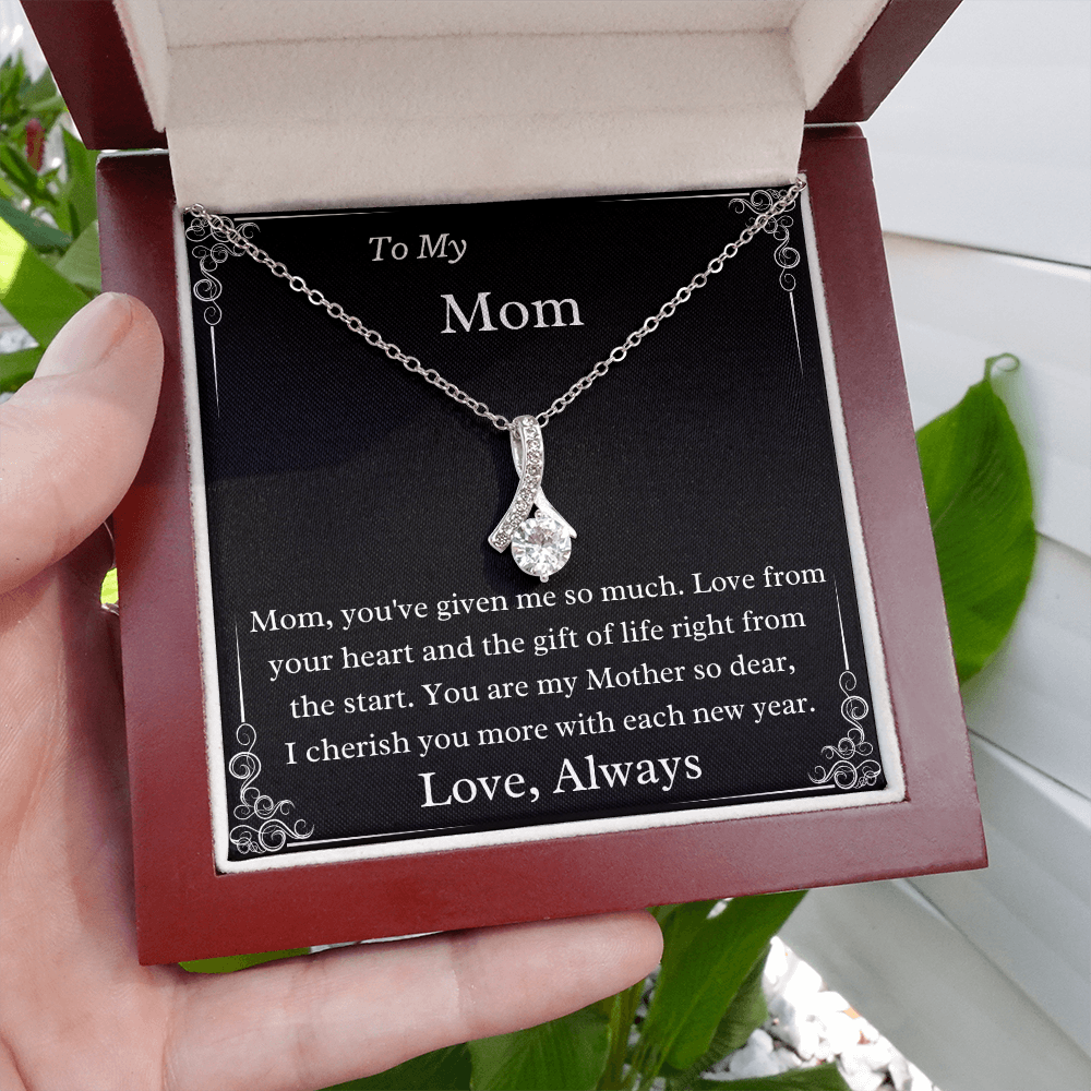 To My Mom A Mother So Dear 14k White Gold Finish Luxury Necklace Gift