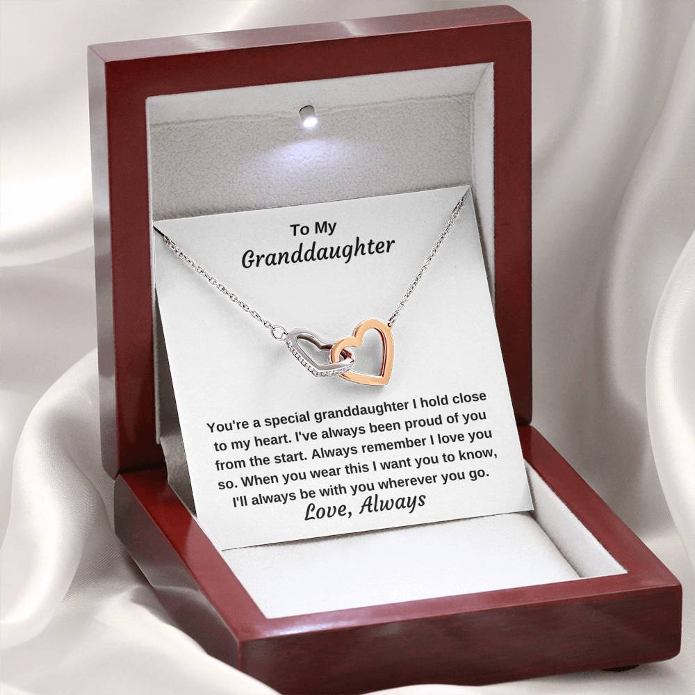 To My Granddaughter Never Ending Love Personalized Hearts Necklace Gift