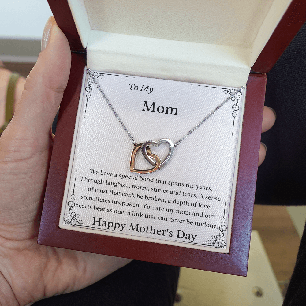To My Mom Our Hearts Beat As One, Mother's Day Necklace Gift